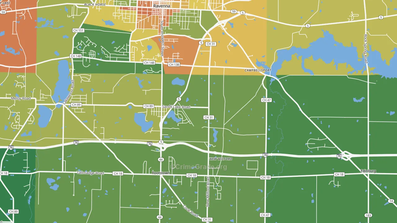 Campbellsport, OH Map of Murder Rates