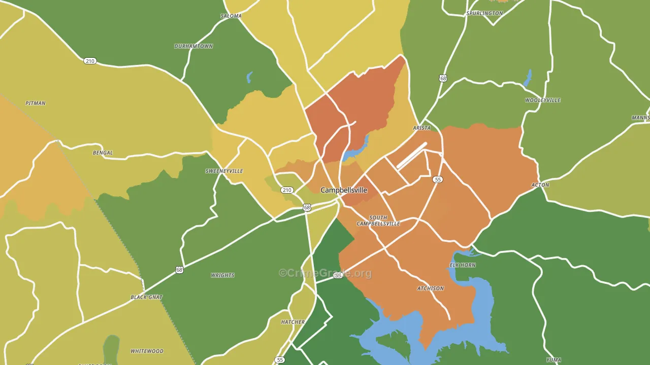 Campbellsville, KY Map of Murder Rates