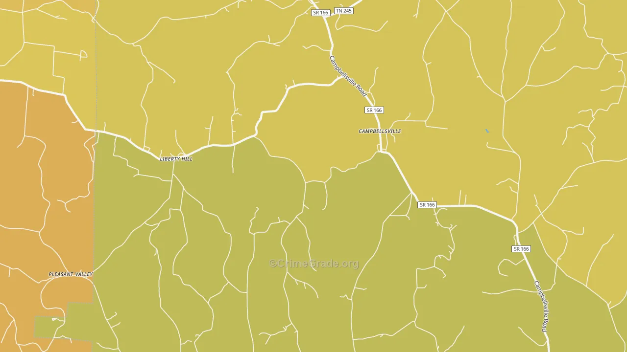 Campbellsville, TN Map of Murder Rates