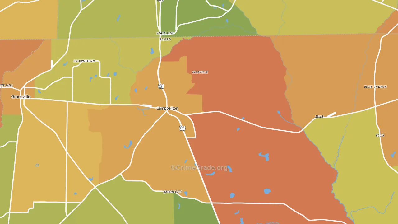 Campbellton, FL Map of Murder Rates
