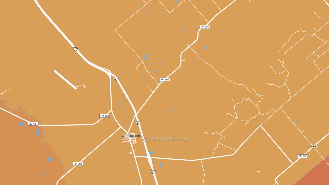Campbellton, TX Map of Murder Rates