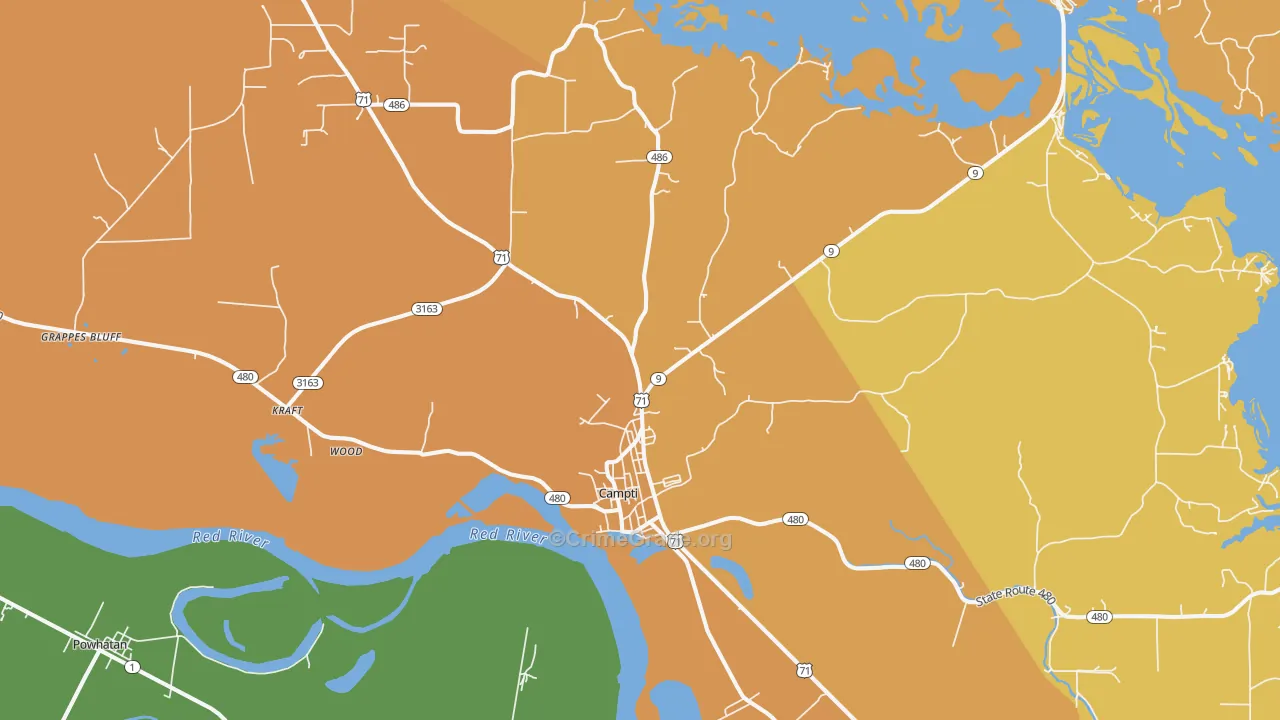 Campti, LA Map of Murder Rates