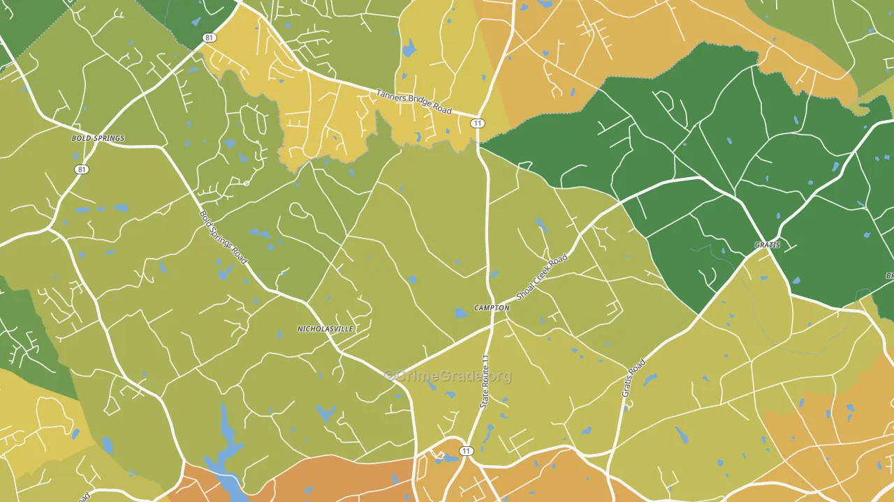 Campton, GA Map of Murder Rates