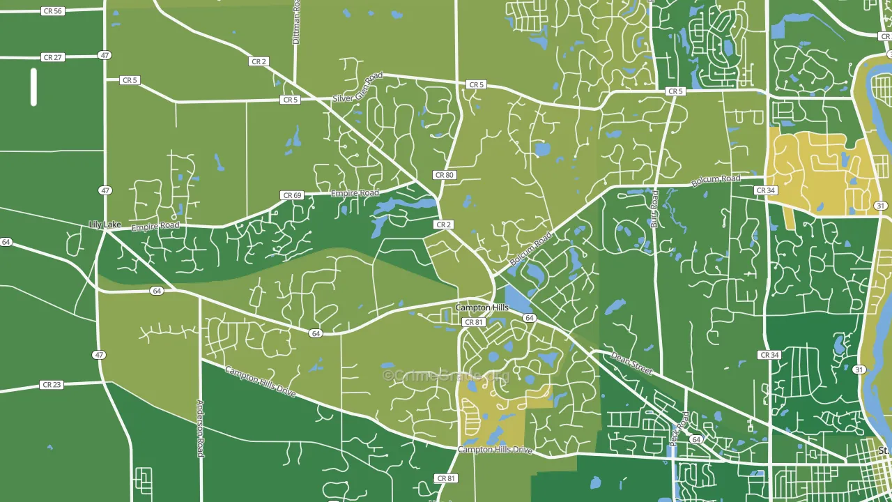 Campton Hills, IL Map of Murder Rates