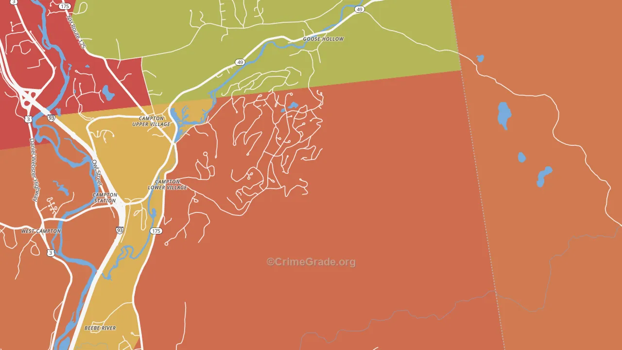 Campton Lower Village, NH Map of Murder Rates
