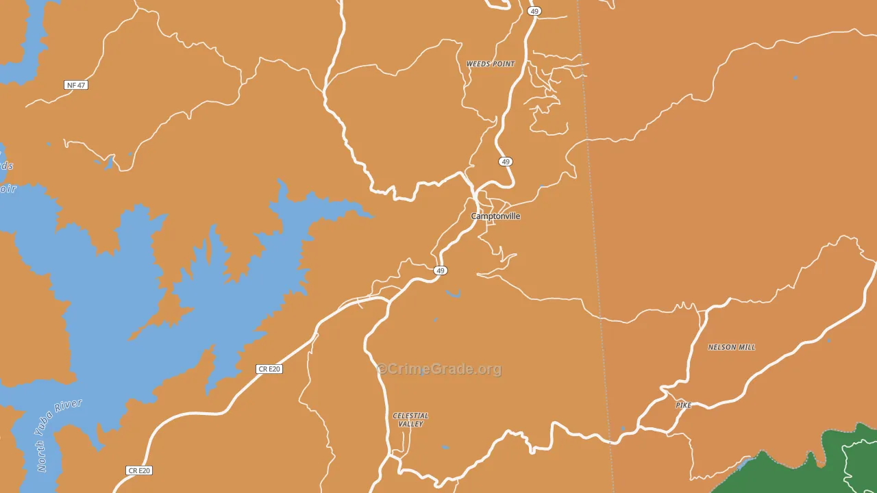 Camptonville, CA Map of Murder Rates