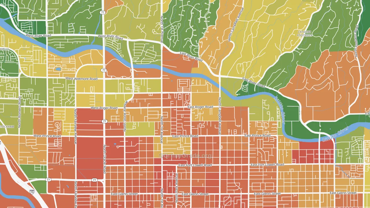 Campus Farm, Tucson, AZ Map of Murder Rates