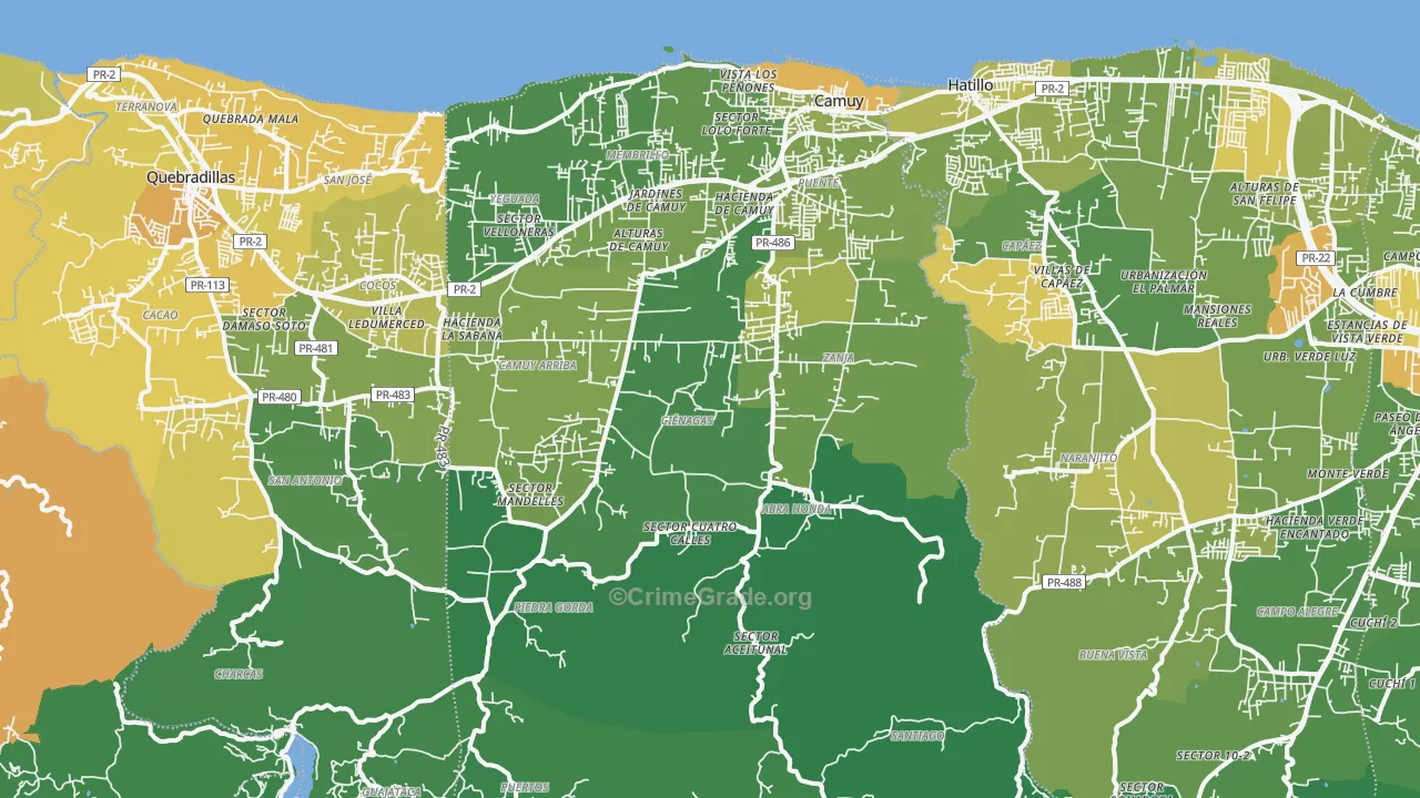 Camuy Municipio, PR Map of Murder Rates