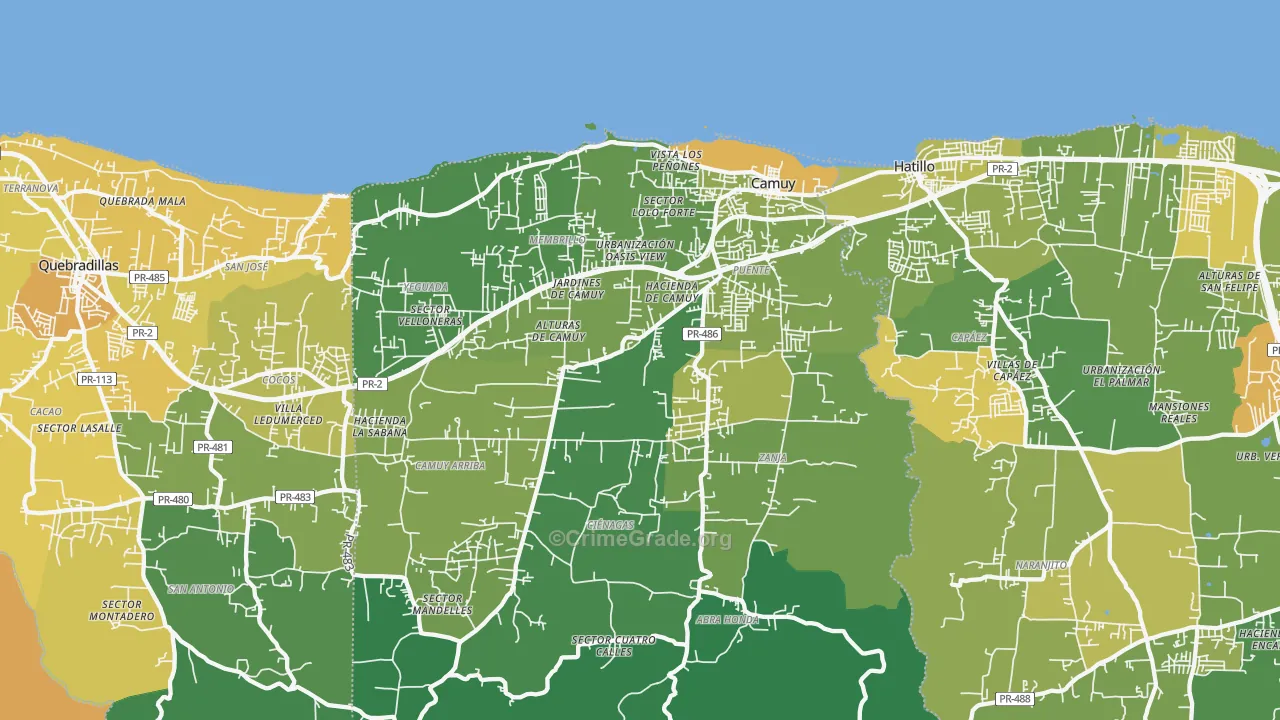 Camuy, PR Map of Murder Rates