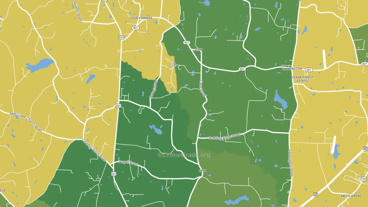 Cana, NC Map of Murder Rates