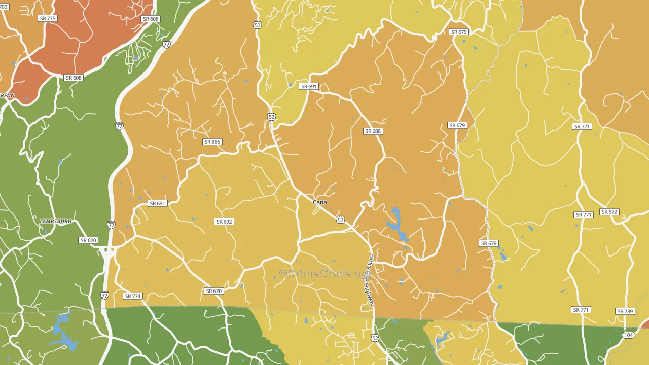Cana, VA Map of Murder Rates