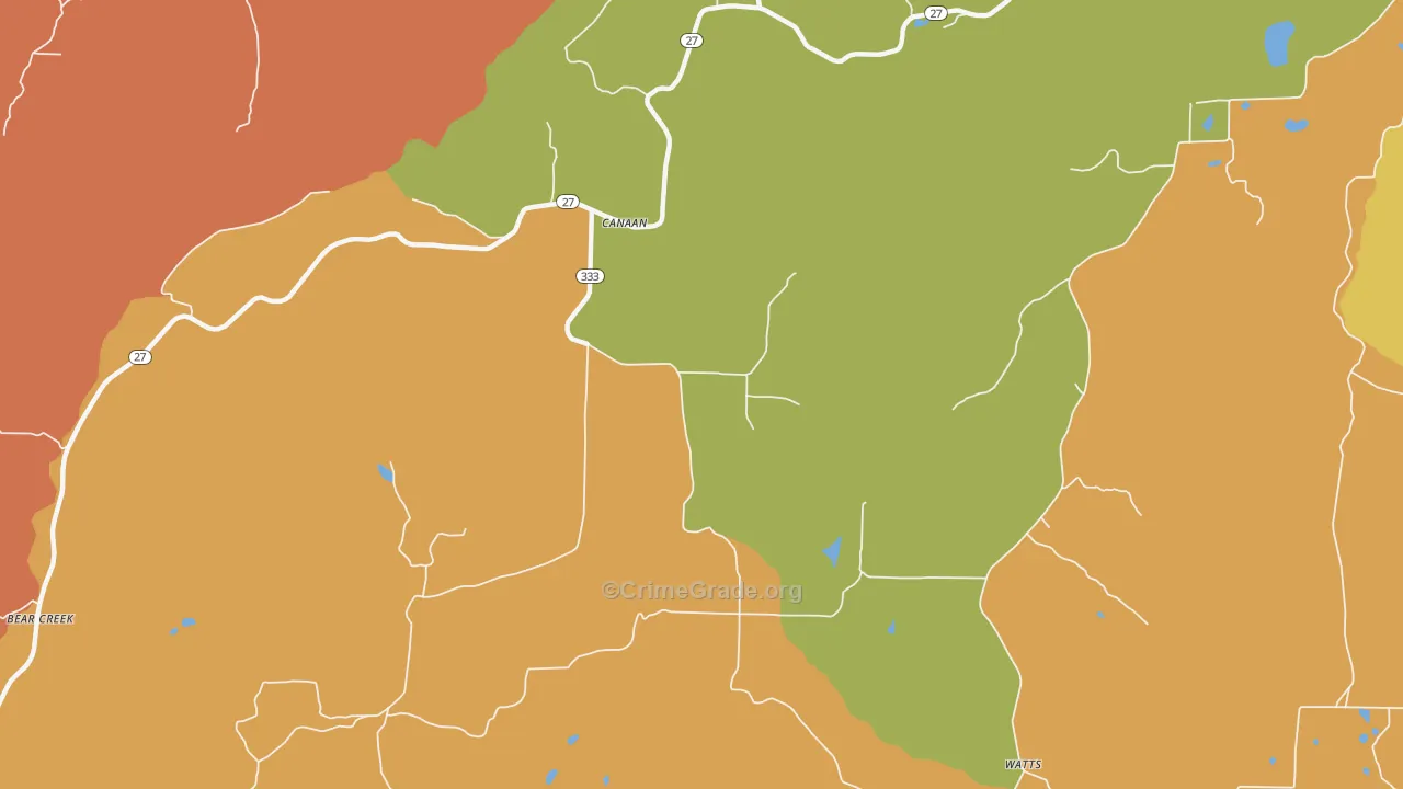 Canaan, AR Map of Murder Rates