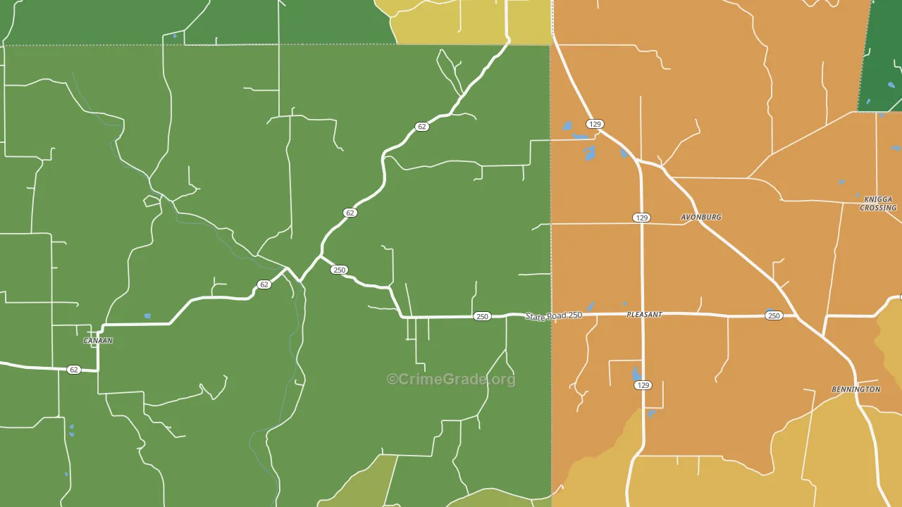 Canaan, IN Map of Murder Rates