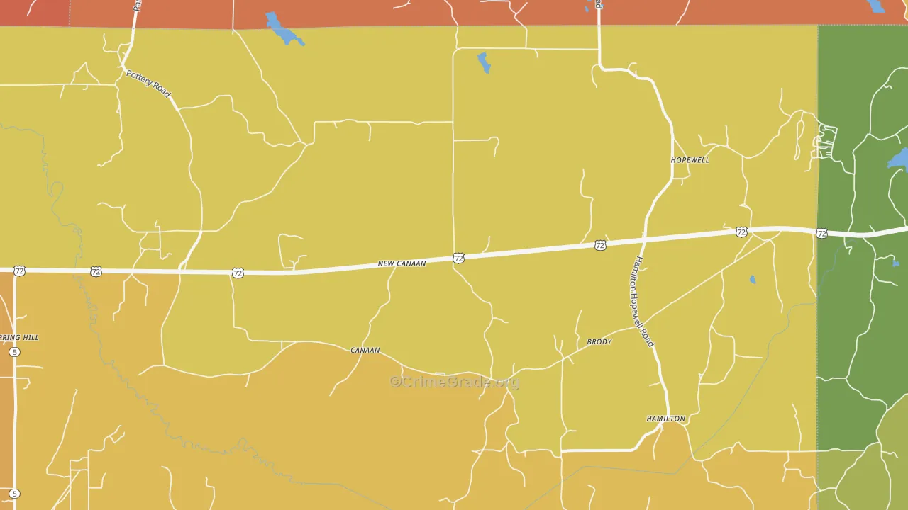Canaan, MS Map of Murder Rates