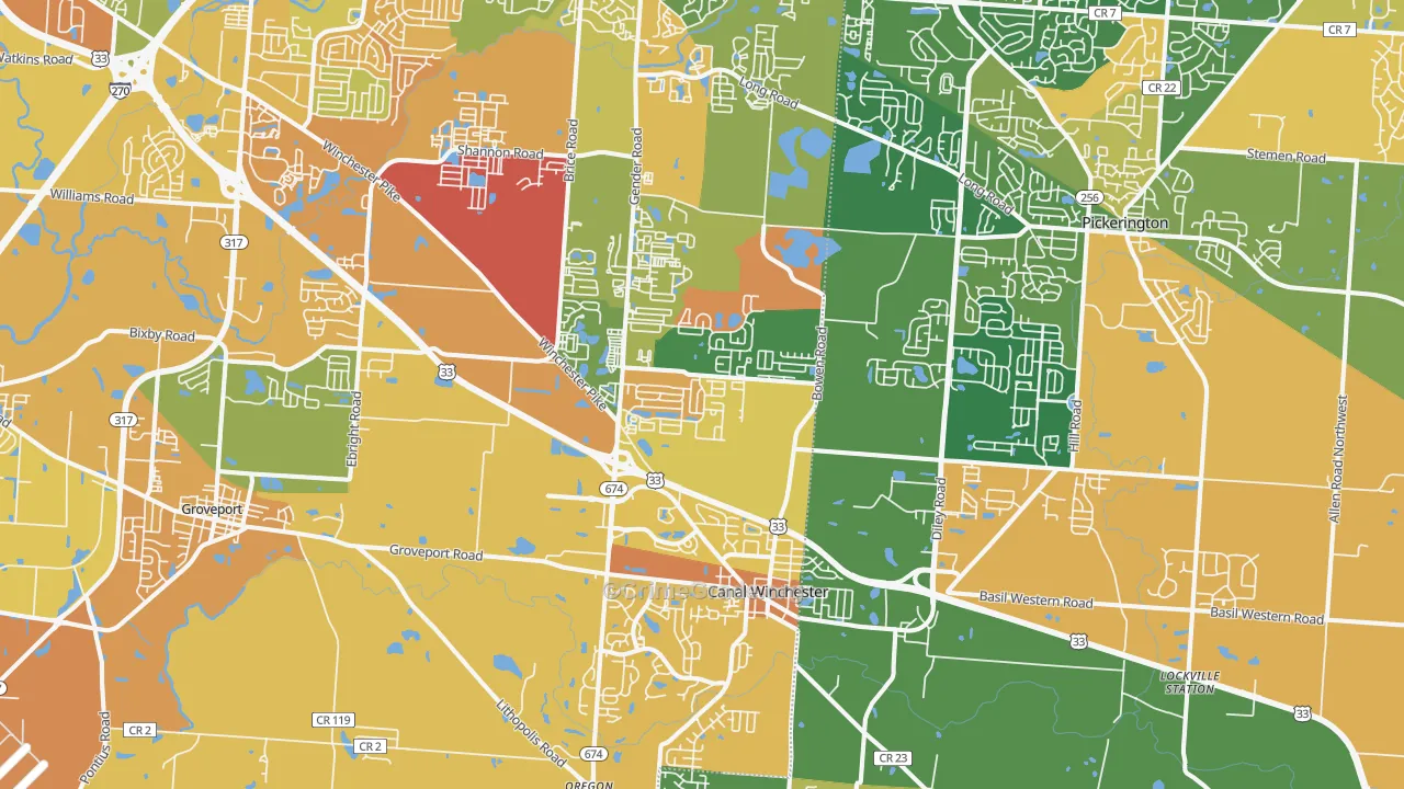 Canal Winchester, OH Map of Murder Rates