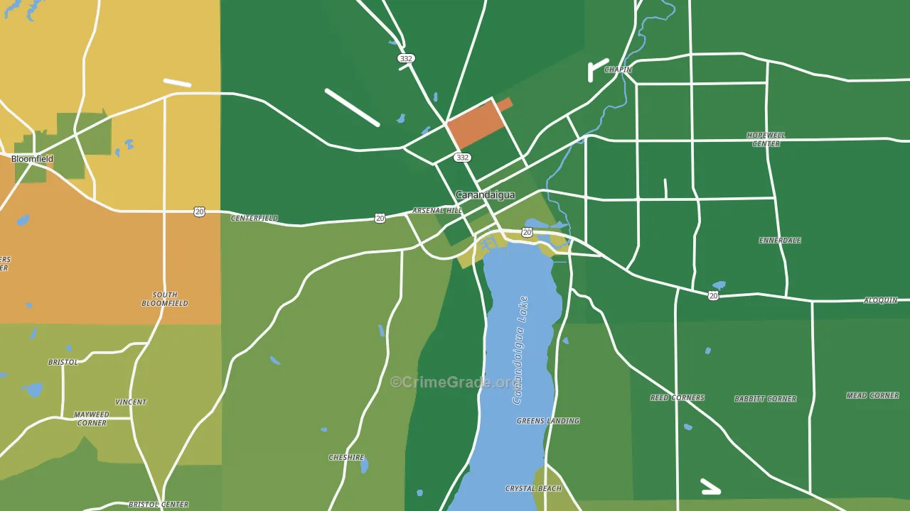 Canandaigua, NY Map of Murder Rates