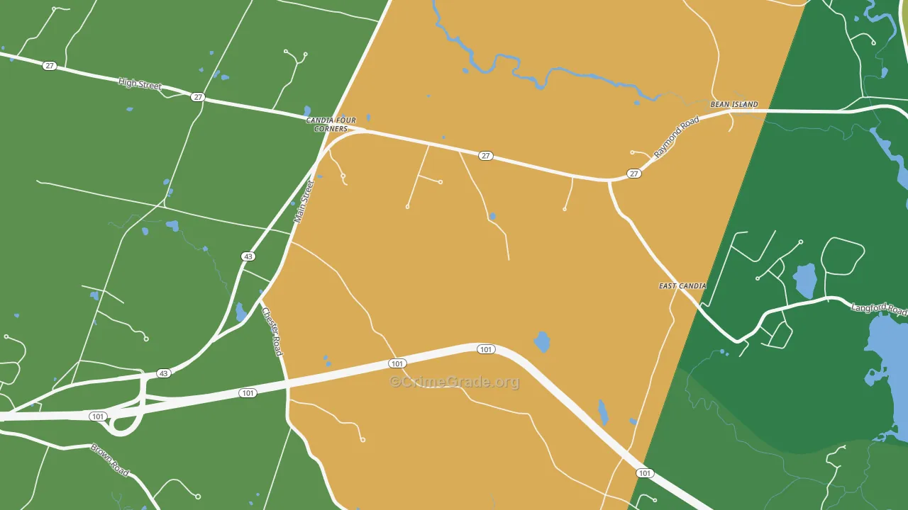 Candia Four Corners, NH Map of Murder Rates