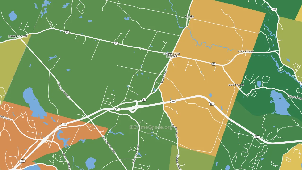 Candia, NH Map of Murder Rates
