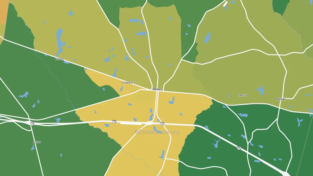 Candler County, GA Map of Murder Rates