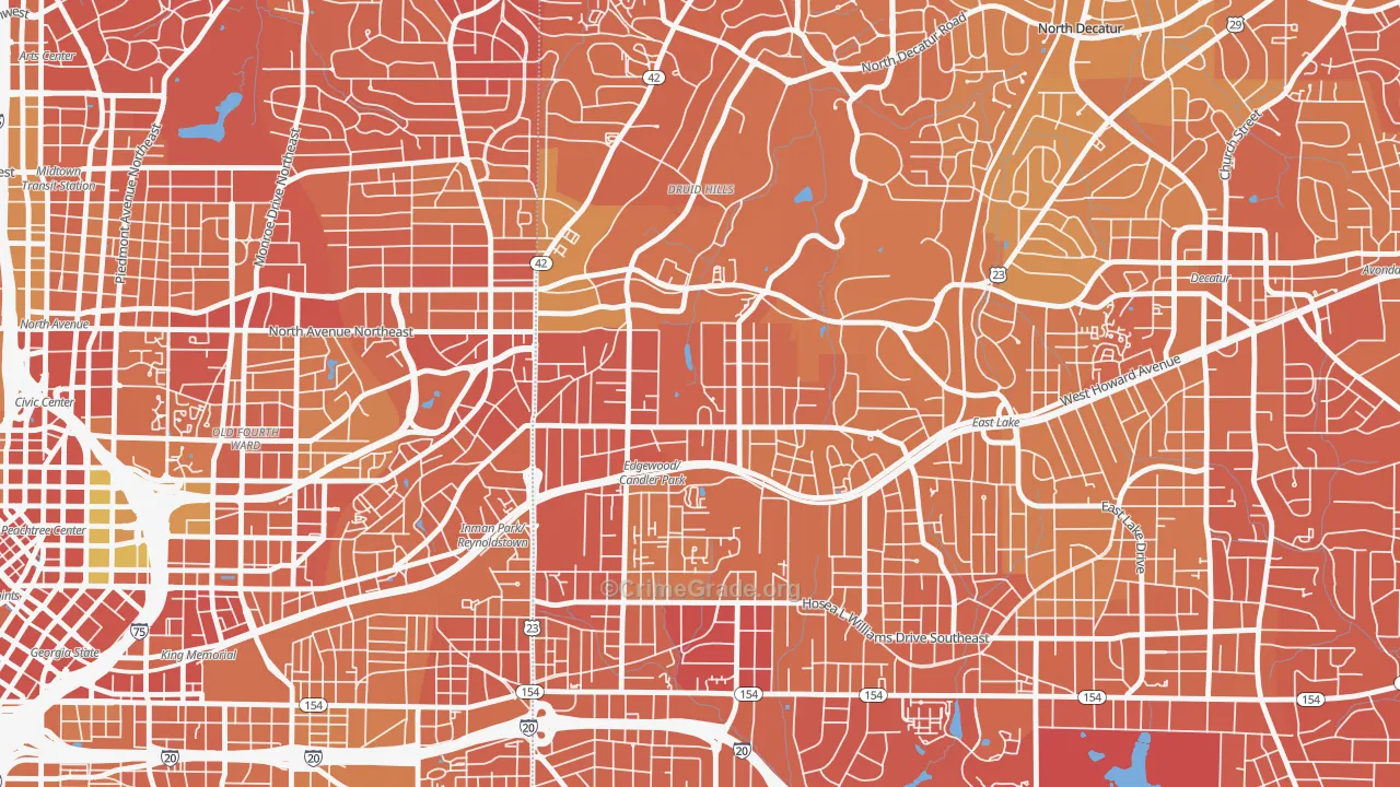 Candler Park, Atlanta, GA Map of Murder Rates