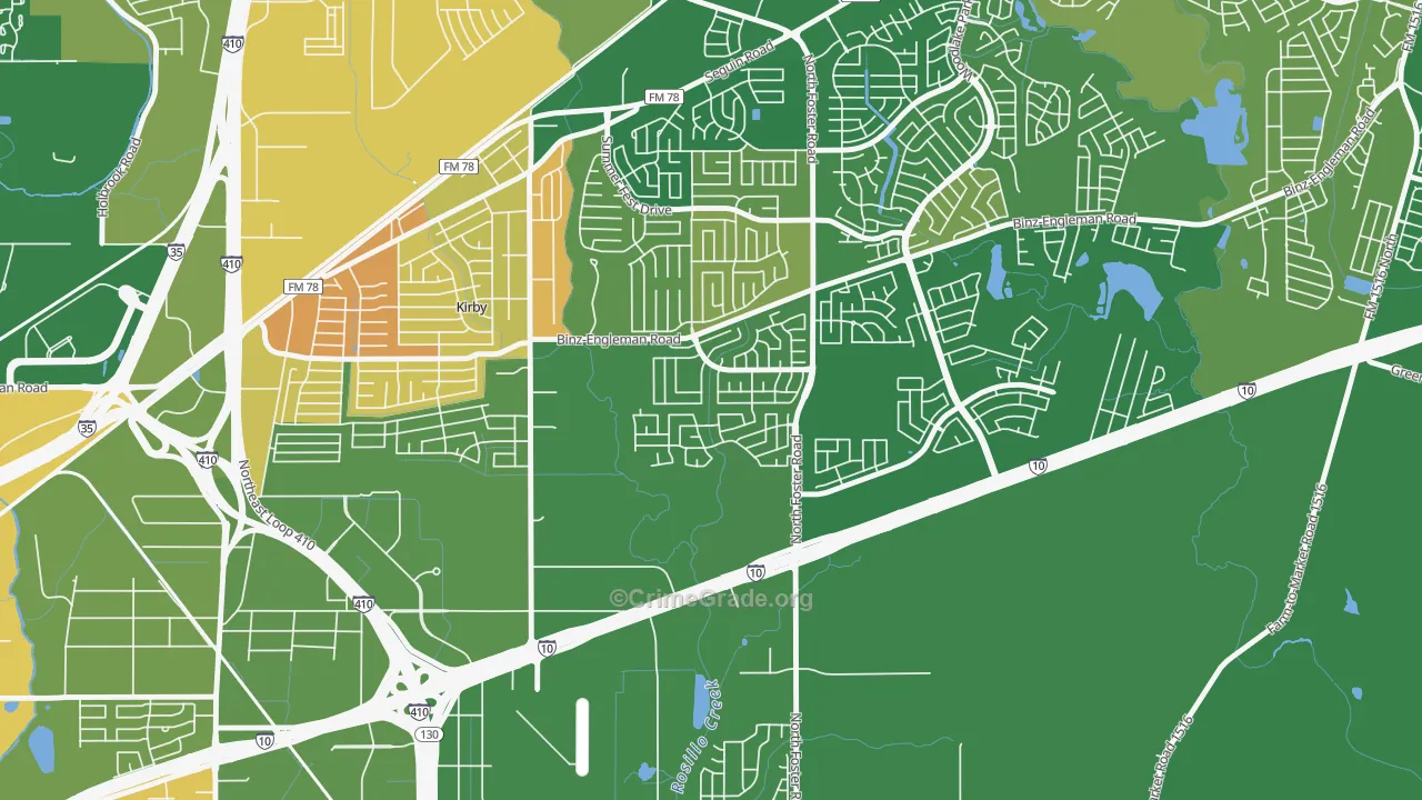 Candlewood Park, San Antonio, TX Map of Murder Rates