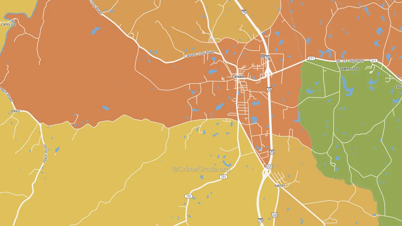 Candor, NC Map of Murder Rates
