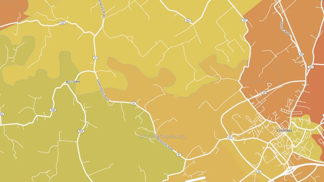 Cane Valley, KY Map of Murder Rates