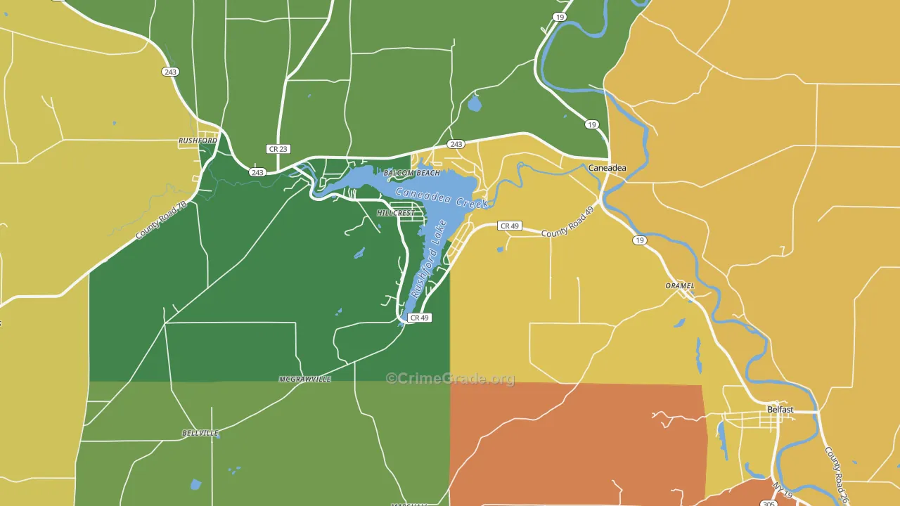Caneadea, NY Map of Murder Rates