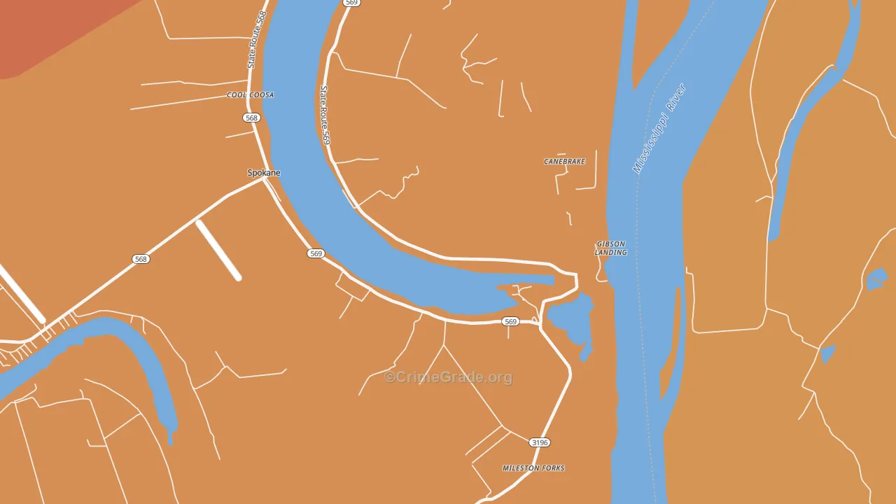Canebrake, LA Map of Murder Rates