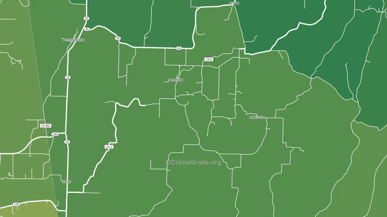 Canehill, AR Map of Murder Rates