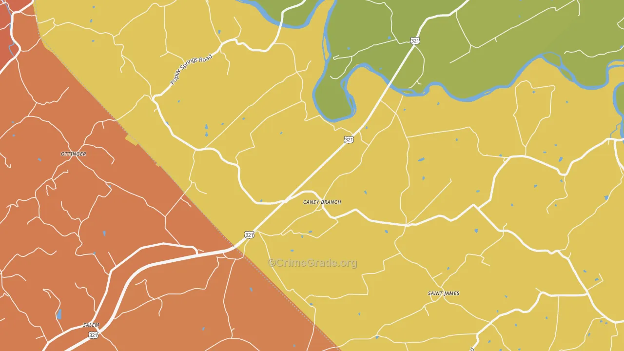 Caney Branch, TN Map of Murder Rates