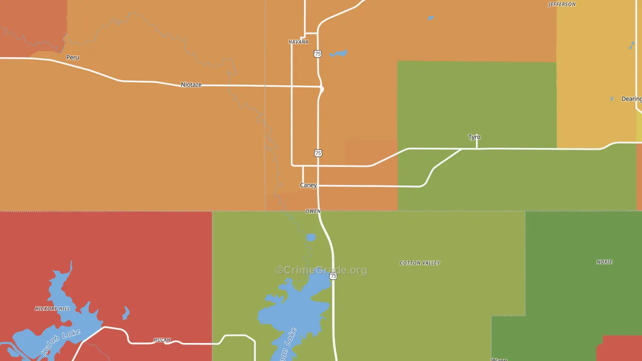 Caney, KS Map of Murder Rates