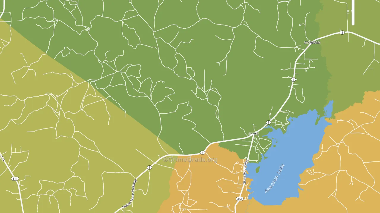 Caney, LA Map of Murder Rates
