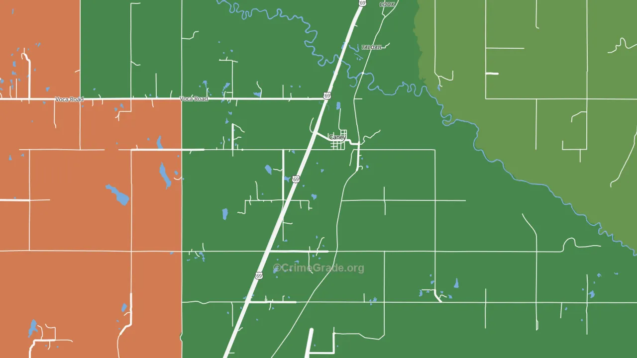 Caney, OK Map of Murder Rates