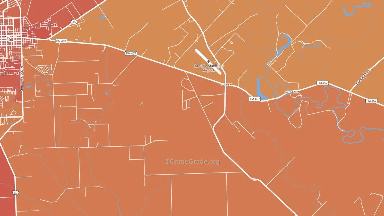 Caney, TX Map of Murder Rates