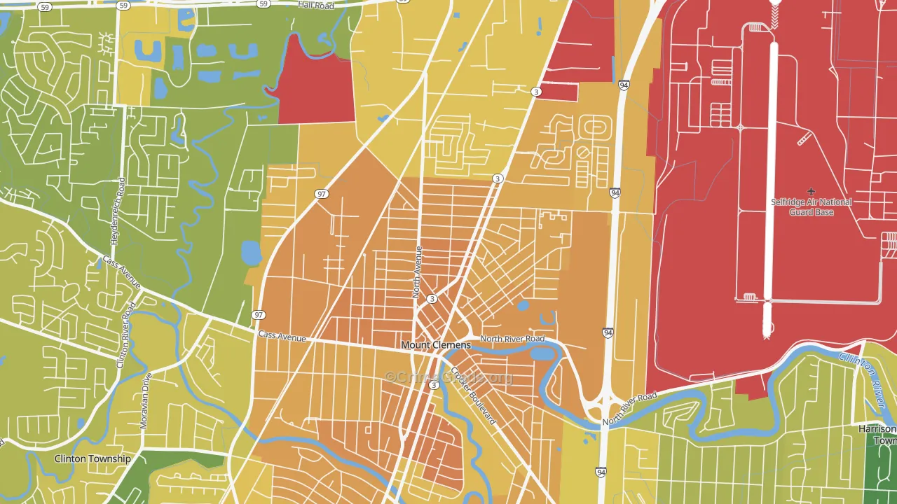 Canfield Manor, Mount Clemens, MI Map of Murder Rates