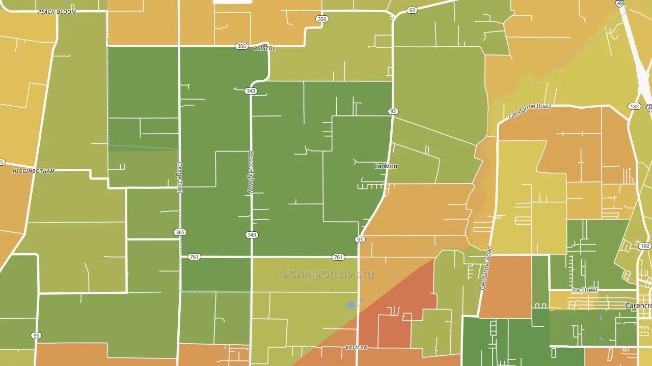 Cankton, LA Map of Murder Rates