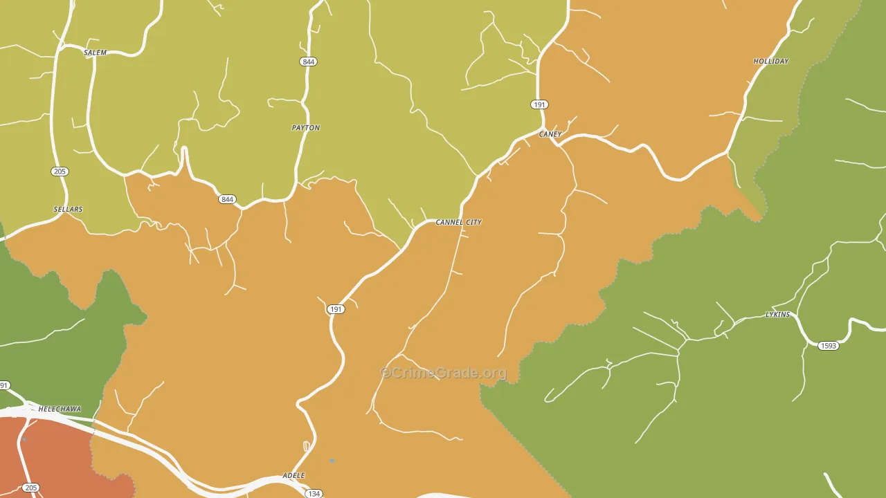 Cannel City, KY Map of Murder Rates