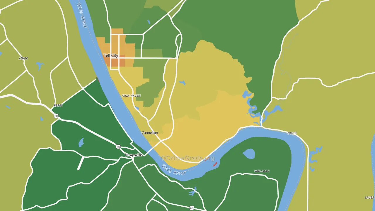 Cannelton, IN Map of Murder Rates