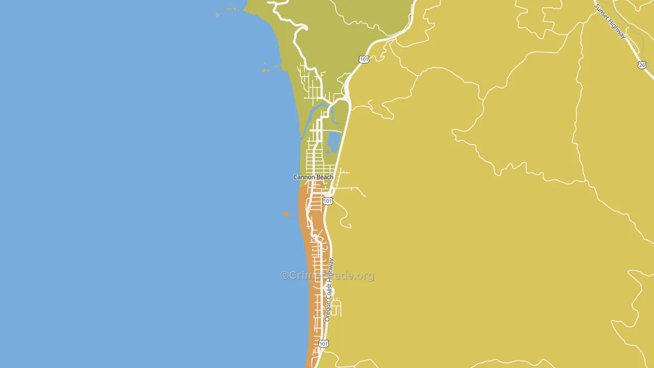Cannon Beach, OR Map of Murder Rates