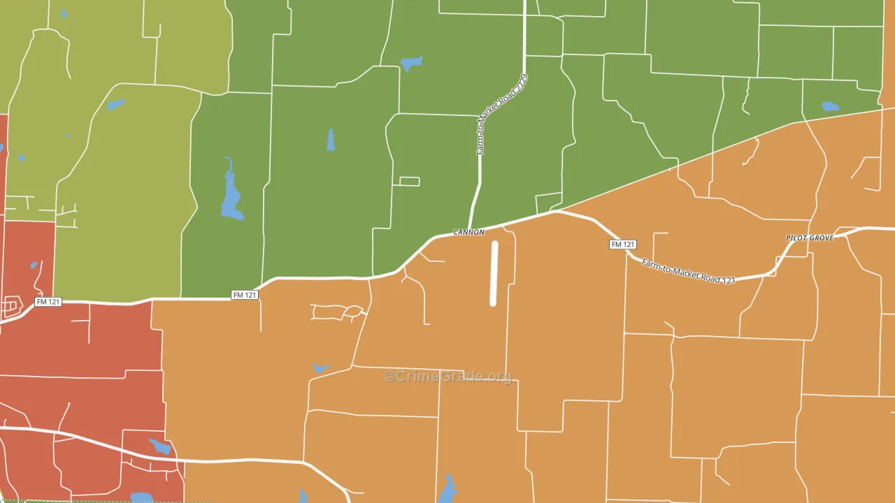 Cannon, TX Map of Murder Rates