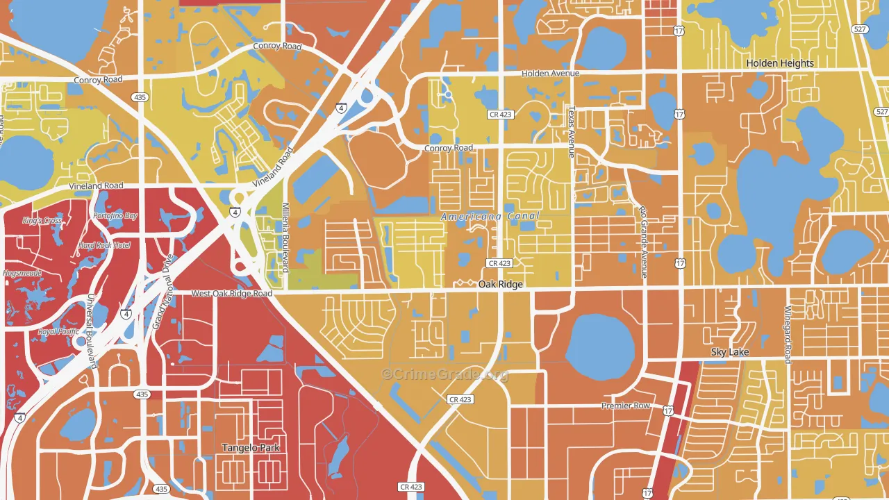 Cannongate-Orlando, Oak Ridge, FL Map of Murder Rates
