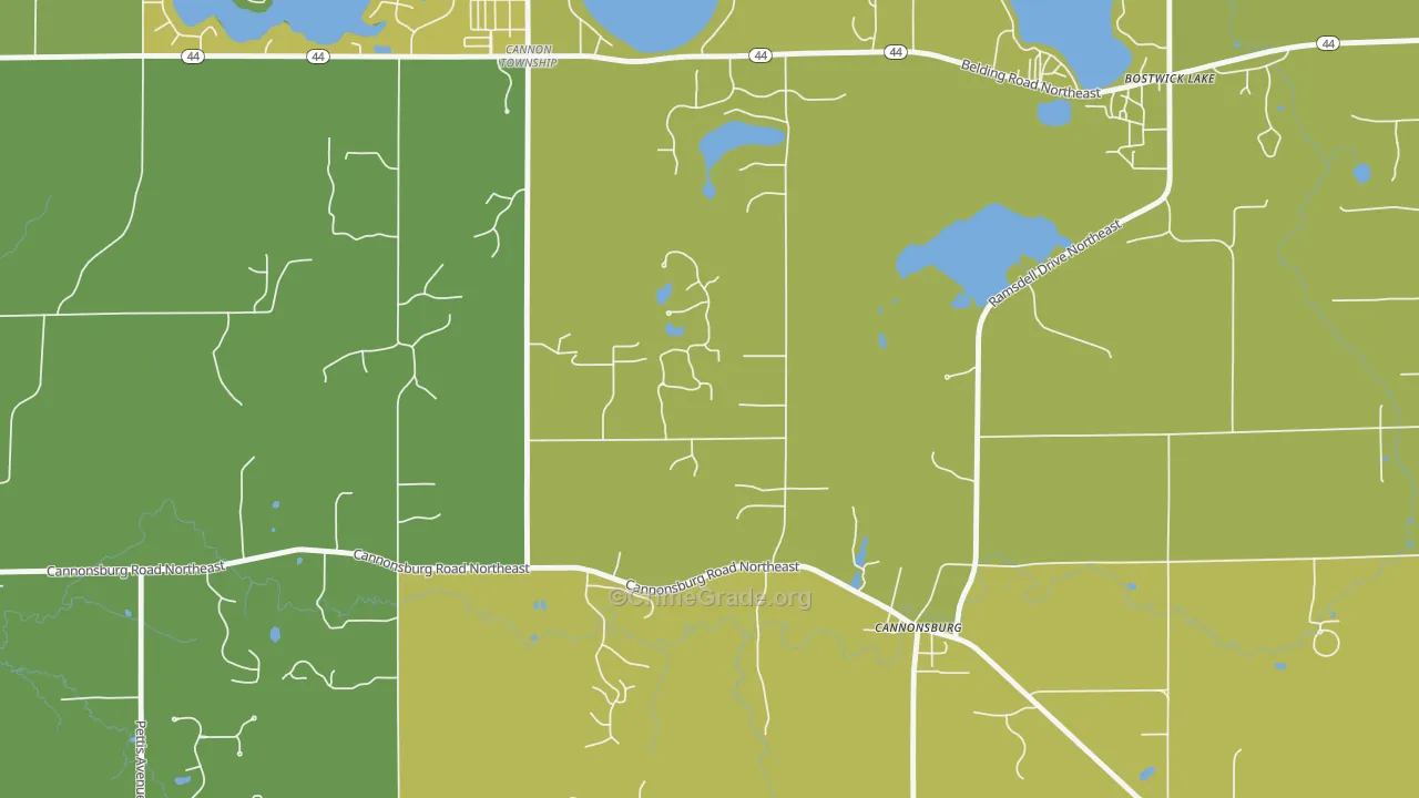 Cannonsburg, MI Map of Murder Rates