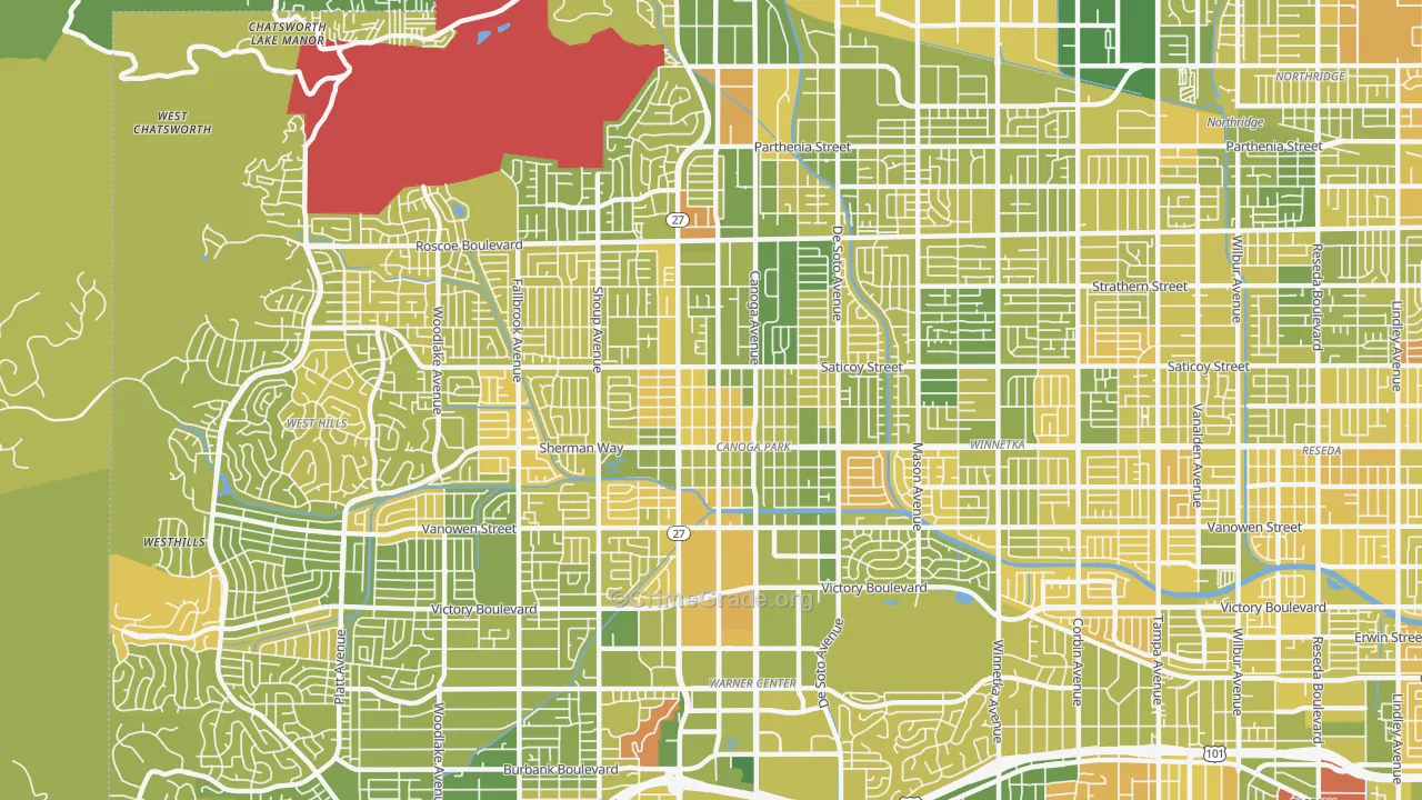 Canoga Park, CA Map of Murder Rates