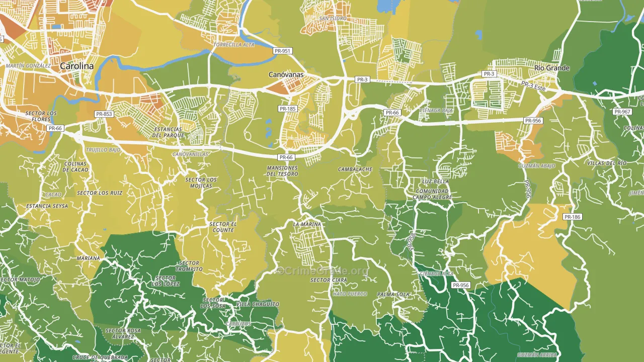 Canovanas, PR Map of Murder Rates