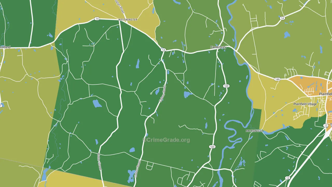 Canterbury, CT Map of Murder Rates