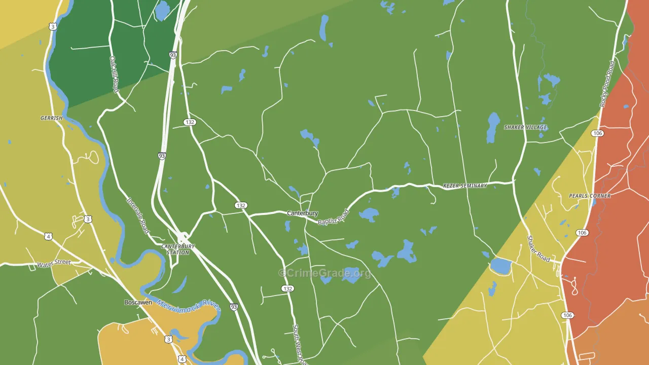 Canterbury, NH Map of Murder Rates
