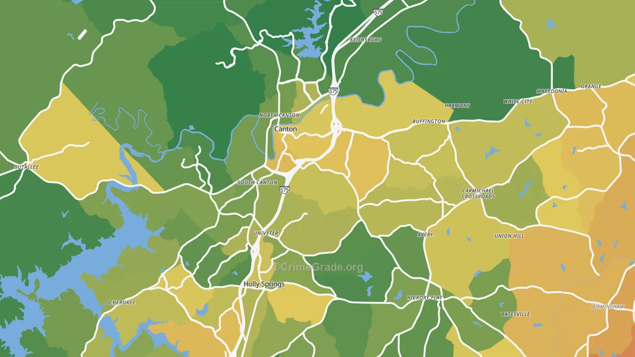 Canton, GA Map of Murder Rates