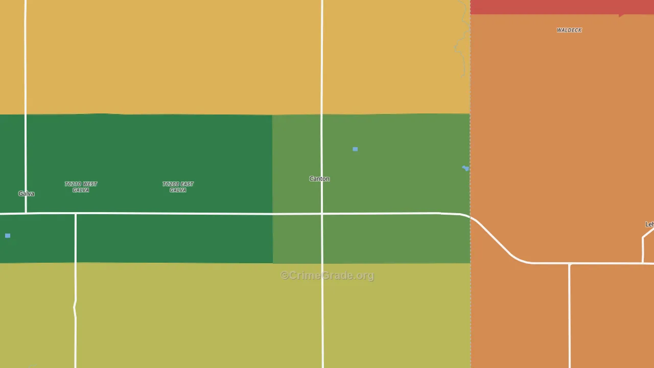 Canton, KS Map of Murder Rates