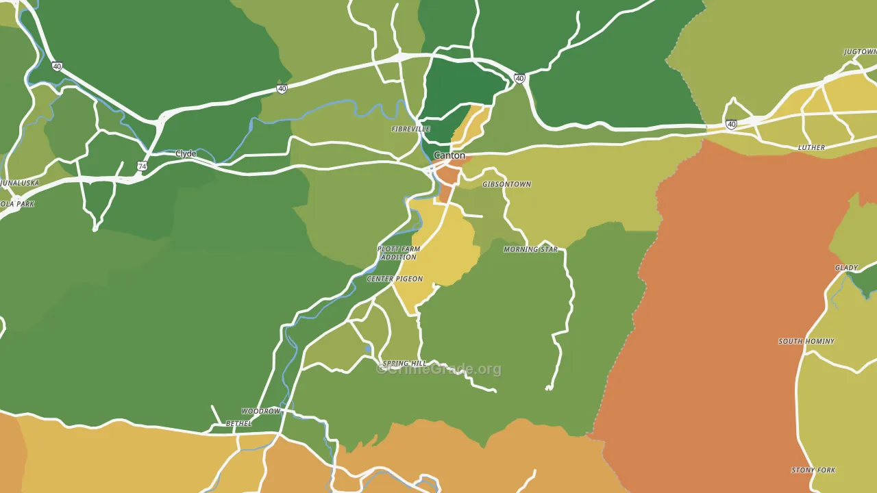 Canton, NC Map of Murder Rates